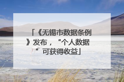 《无锡市数据条例》发布，“个人数据”可获得收益