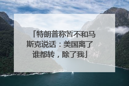 特朗普称暂不和马斯克说话：美国离了谁都转，除了我