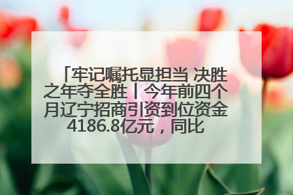 牢记嘱托显担当 决胜之年夺全胜丨今年前四个月辽宁招商引资到位资金4186.8亿元，同比增长17.4%