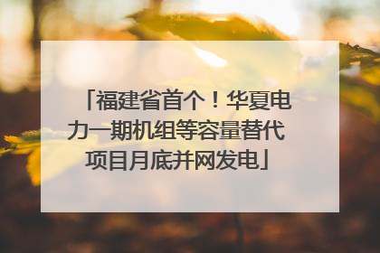 福建省首个！华夏电力一期机组等容量替代项目月底并网发电