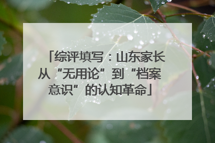综评填写：山东家长从“无用论”到“档案意识”的认知革命