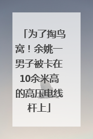 为了掏鸟窝！余姚一男子被卡在10余米高的高压电线杆上