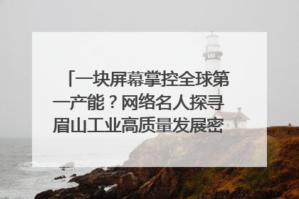一块屏幕掌控全球第一产能？网络名人探寻眉山工业高质量发展密码｜网络名人四川行