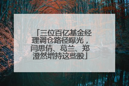 三位百亿基金经理调仓路径曝光，闫思倩、葛兰、郑澄然增持这些股
