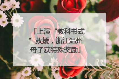 上演“教科书式”救援，浙江温州母子获特殊奖励