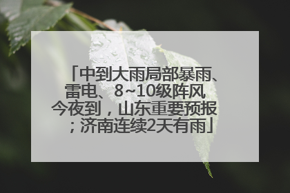 中到大雨局部暴雨、雷电、8~10级阵风今夜到，山东重要预报；济南连续2天有雨