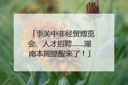 事关中非经贸博览会、人才招聘……湖南本周提醒来了！