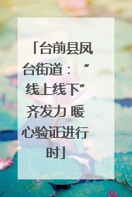 台前县凤台街道：“线上线下”齐发力 暖心验证进行时