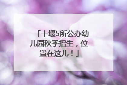 十堰5所公办幼儿园秋季招生，位置在这儿！