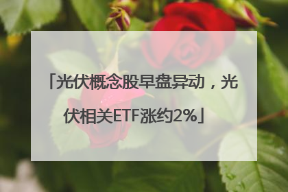 光伏概念股早盘异动，光伏相关ETF涨约2%