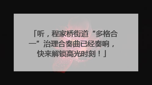 听，程家桥街道“多格合一”治理合奏曲已经奏响，快来解锁高光时刻！