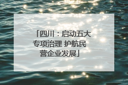 四川：启动五大专项治理 护航民营企业发展