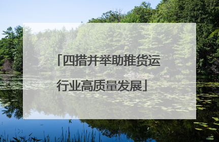 四措并举助推货运行业高质量发展