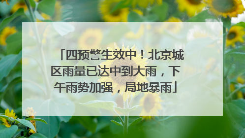 四预警生效中！北京城区雨量已达中到大雨，下午雨势加强，局地暴雨