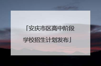 安庆市区高中阶段学校招生计划发布