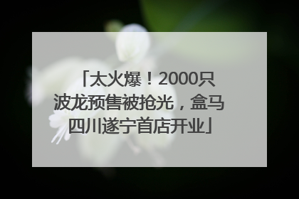 太火爆！2000只波龙预售被抢光，盒马四川遂宁首店开业