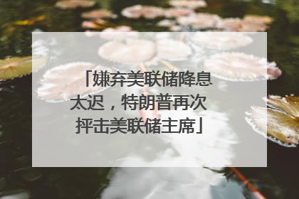 嫌弃美联储降息太迟，特朗普再次抨击美联储主席