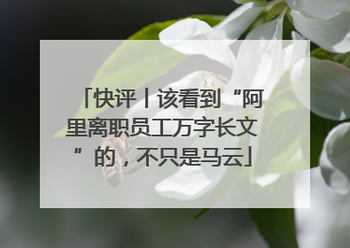 快评丨该看到“阿里离职员工万字长文”的，不只是马云
