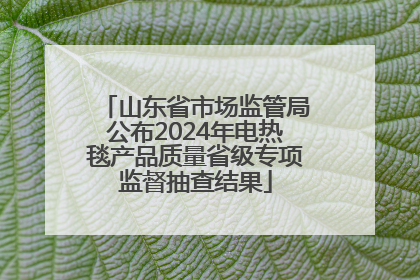 山东省市场监管局公布2024年电热毯产品质量省级专项监督抽查结果