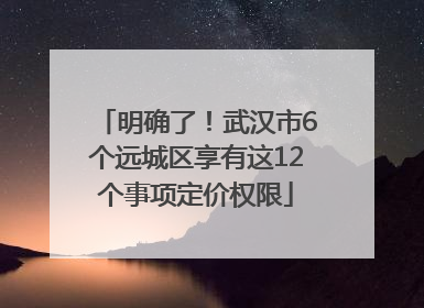 明确了！武汉市6个远城区享有这12个事项定价权限