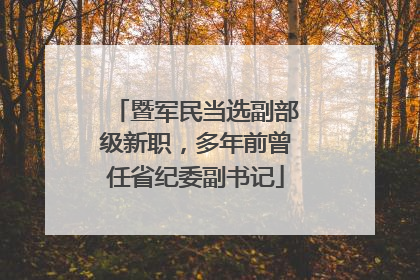 暨军民当选副部级新职，多年前曾任省纪委副书记