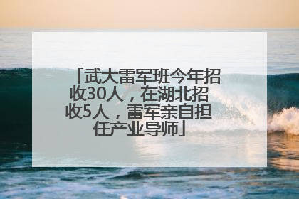 武大雷军班今年招收30人，在湖北招收5人，雷军亲自担任产业导师