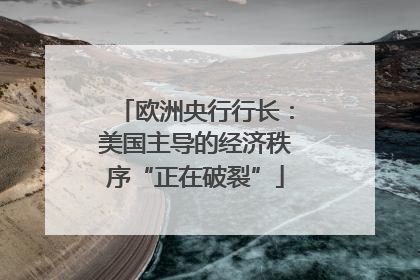 欧洲央行行长：美国主导的经济秩序“正在破裂”