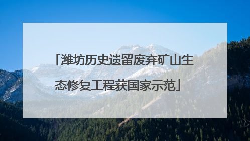 潍坊历史遗留废弃矿山生态修复工程获国家示范
