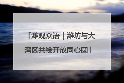 潍观众语｜潍坊与大湾区共绘开放同心圆