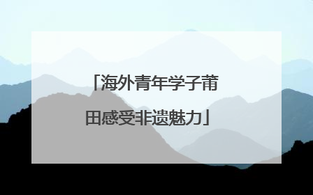 海外青年学子莆田感受非遗魅力