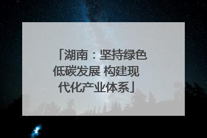 湖南：坚持绿色低碳发展 构建现代化产业体系