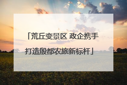 荒丘变景区 政企携手打造殷都农旅新标杆