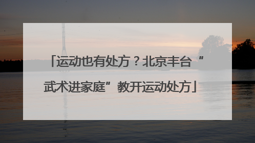 运动也有处方？北京丰台“武术进家庭”教开运动处方