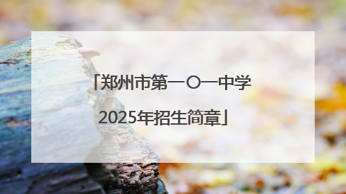 郑州市第一〇一中学2025年招生简章