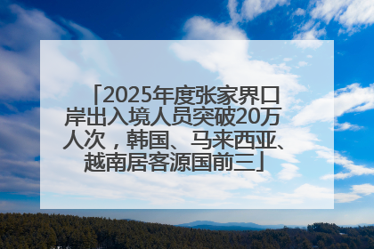 2025年度张家界口岸出入境人员突破20万人次，韩国、马来西亚、越南居客源国前三