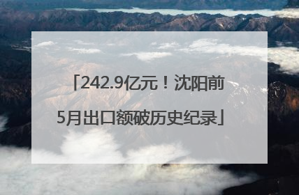242.9亿元！沈阳前5月出口额破历史纪录