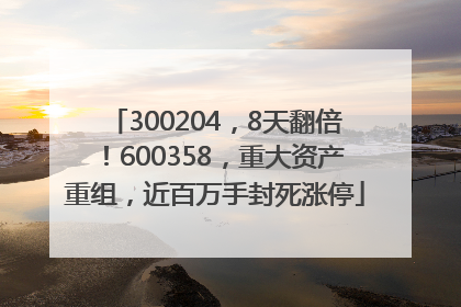 300204，8天翻倍！600358，重大资产重组，近百万手封死涨停