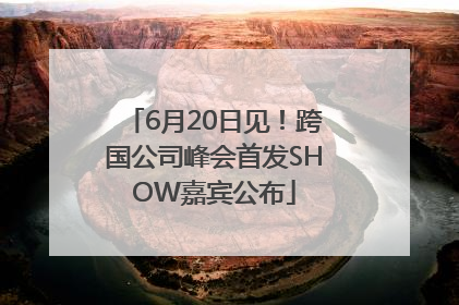6月20日见！跨国公司峰会首发SHOW嘉宾公布